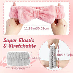 3Pcs Headbands & Wristband Set Microfiber Hairbands Towels For Bath Makeup
