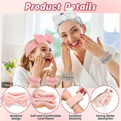 3Pcs Headbands & Wristband Set Microfiber Hairbands Towels For Bath Makeup