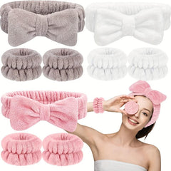 3Pcs Headbands & Wristband Set Microfiber Hairbands Towels For Bath Makeup
