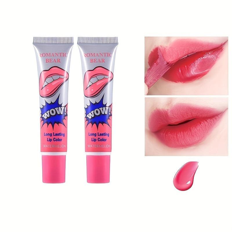 2PCS Peel Off Liquid Lipstick Set Waterproof Long Lasting Lip Gloss Tint
