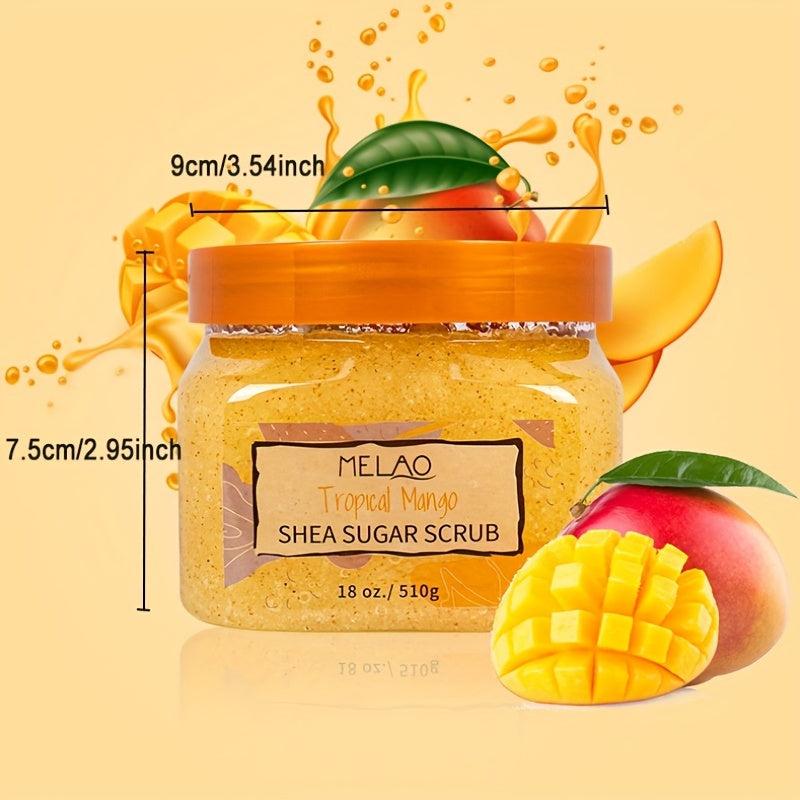 Organic Vegan Mango Body Scrub Exfoliating Shea Sugar with Lemon Blueberry