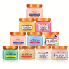 Organic Vegan Mango Body Scrub Exfoliating Shea Sugar with Lemon Blueberry