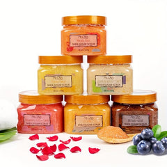 Organic Vegan Mango Body Scrub Exfoliating Shea Sugar with Lemon Blueberry