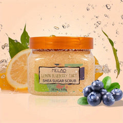 Organic Vegan Mango Body Scrub Exfoliating Shea Sugar with Lemon Blueberry