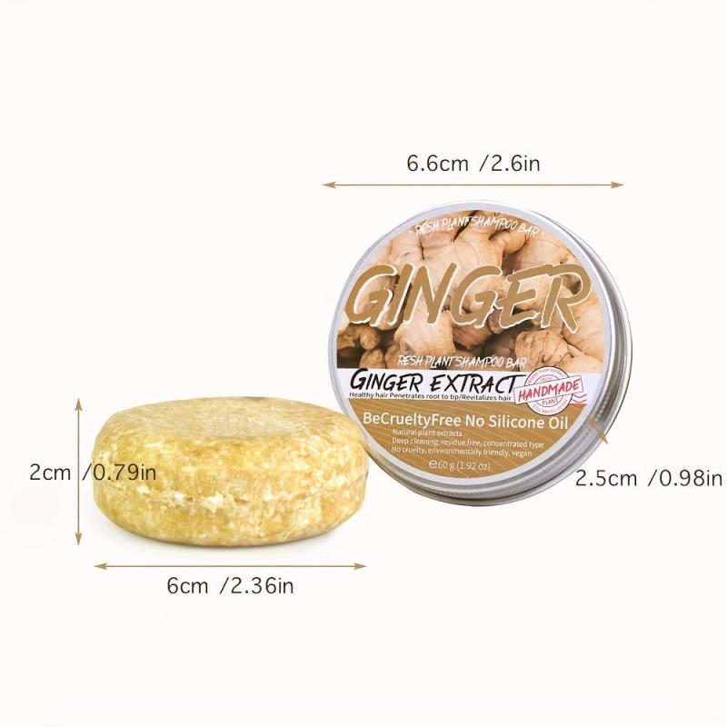 2pcs Ginger Hair Regrowth Shampoo Soap Organic Ginger Essence Shampoo Soap
