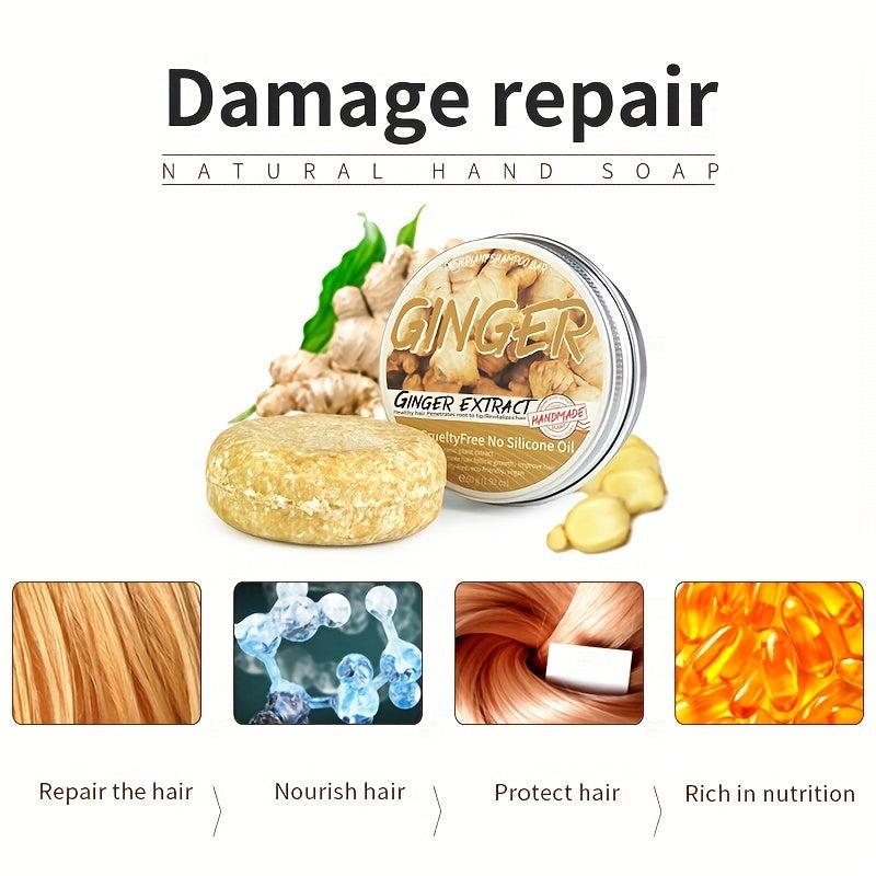 2pcs Ginger Hair Regrowth Shampoo Soap Organic Ginger Essence Shampoo Soap