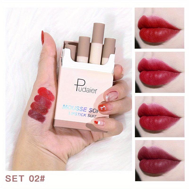 4Pcs Soft Velvet Liquid Lipstick Set Long Lasting Moisturising Lip Stain