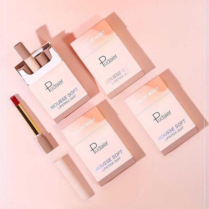 4Pcs Soft Velvet Liquid Lipstick Set Long Lasting Moisturising Lip Stain