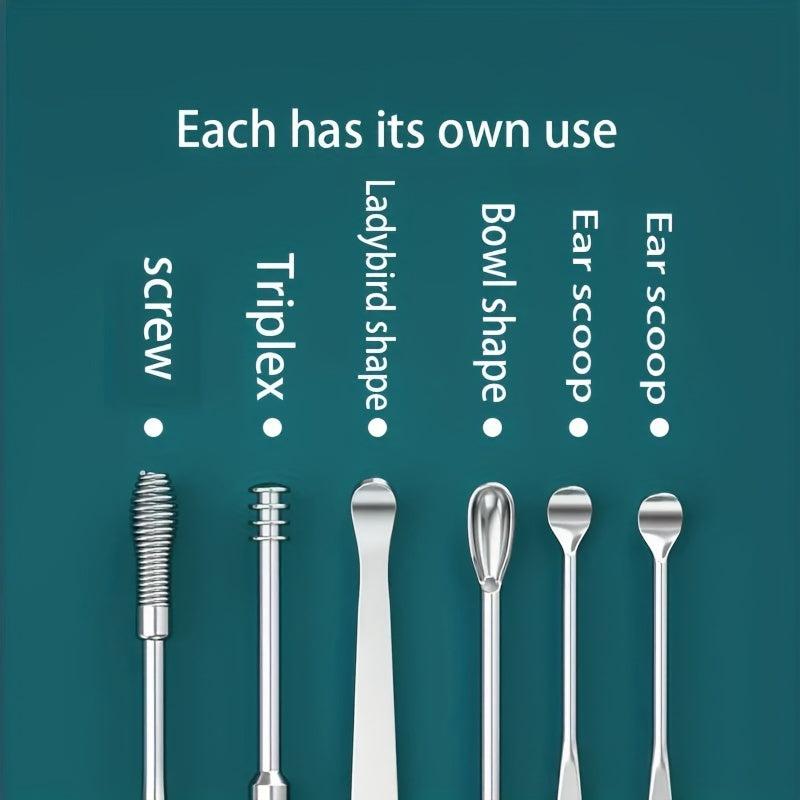 6pcs Stainless Steel Ear Wax Remover Tool Set