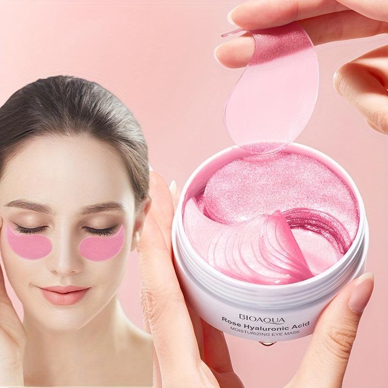 60pcs Rose Hyaluronic Acid Eye Mask for Dark Circles and Puffiness