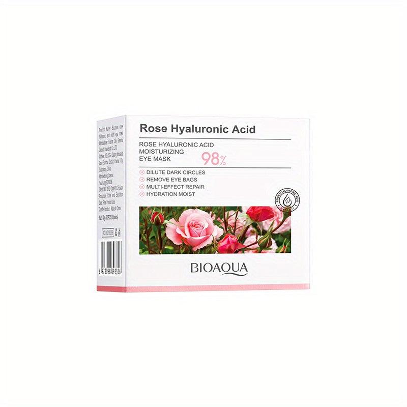 60pcs Rose Hyaluronic Acid Eye Mask for Dark Circles and Puffiness