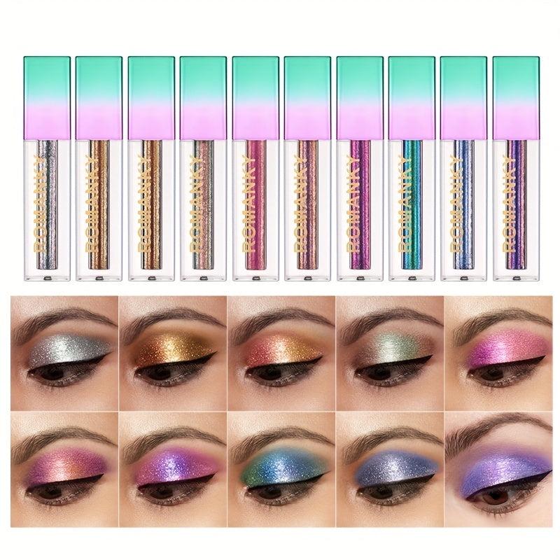 Glitter Liquid Eyeshadow Set Golden Brown Stick Makeup Fast Long Lasting Gift