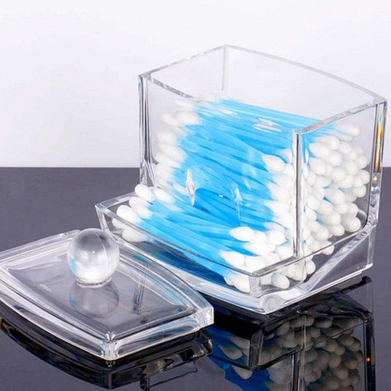 Acrylic Q Tip Swab Box Case - Makeup & Cosmetics Organizer