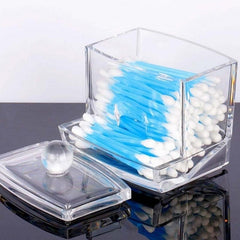 Acrylic Q Tip Swab Box Case - Makeup & Cosmetics Organizer