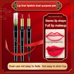 Double Ended Lipstick Lip Liner Waterproof Long Lasting Lip Tint Pencil