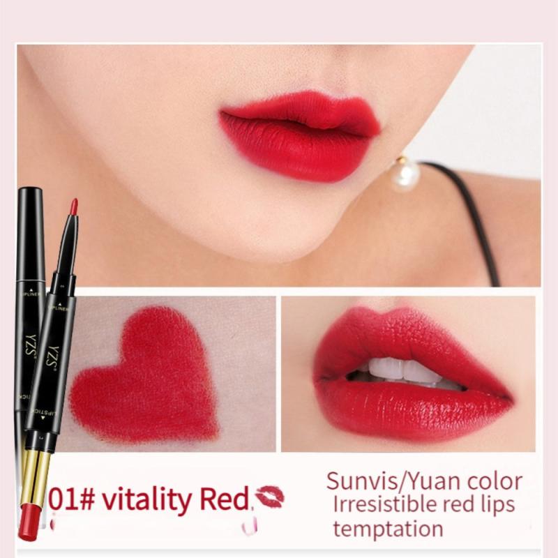 Double Ended Lipstick Lip Liner Waterproof Long Lasting Lip Tint Pencil