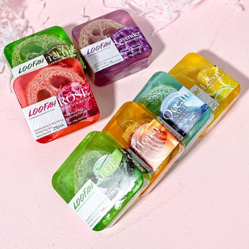100g Aloe Rose Coconut Milk Loofah Soap Essential Soap