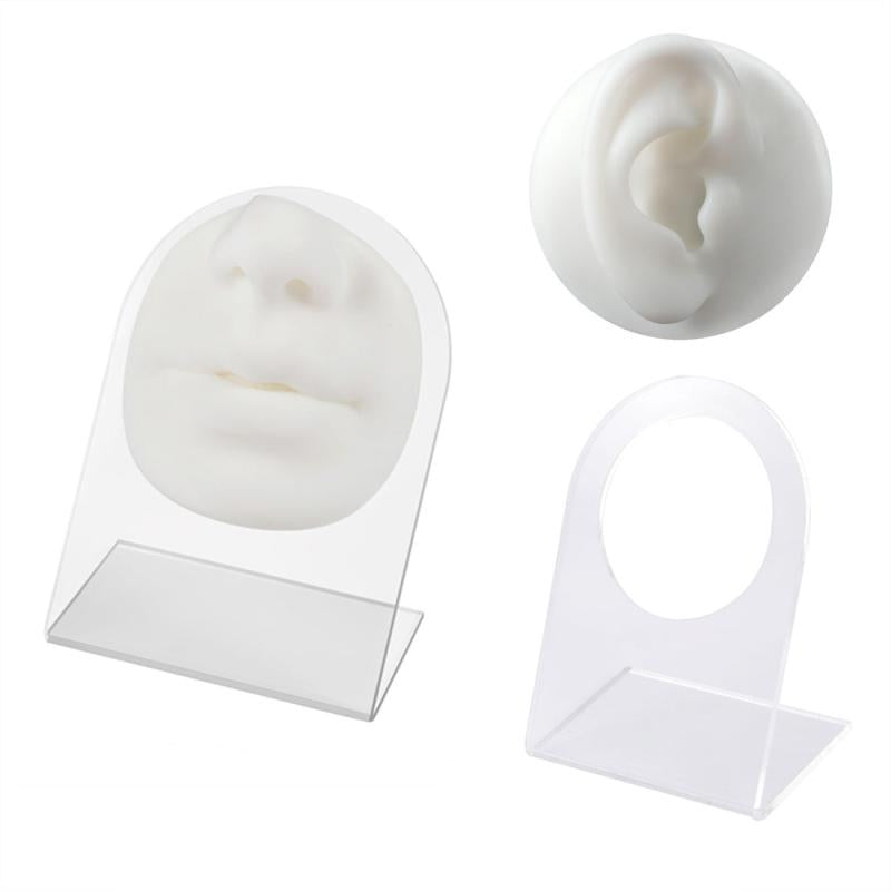 4pcs Soft Silicone Mouth & Nose Model For Piercing Face Ear Simulation Display