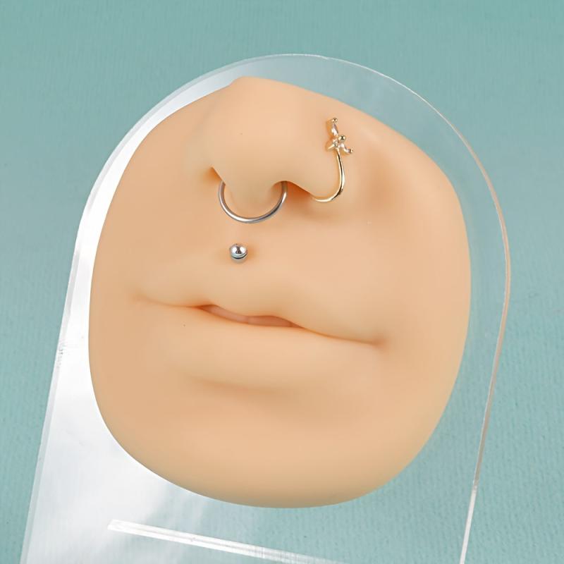 4pcs Soft Silicone Mouth & Nose Model For Piercing Face Ear Simulation Display
