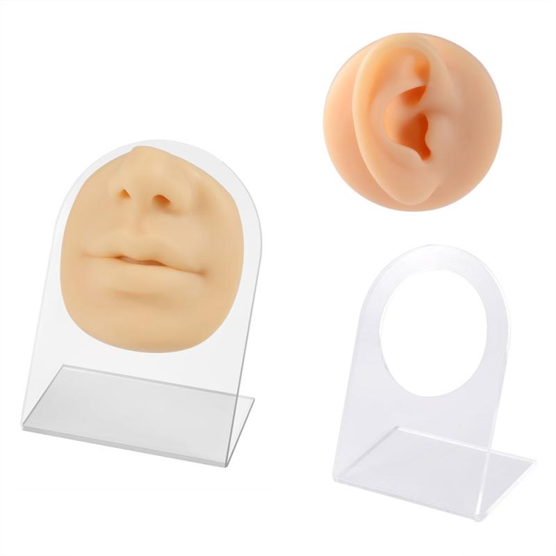 4pcs Soft Silicone Mouth & Nose Model For Piercing Face Ear Simulation Display