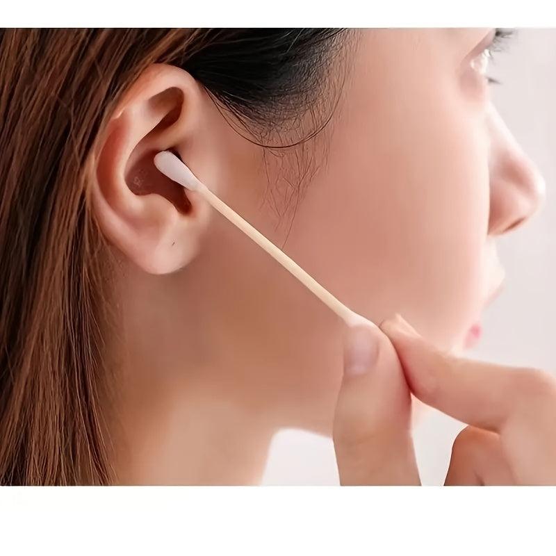 200pc Disposable Cotton Swabs Double Round Tip Ear Nose Clean Beauty Tools
