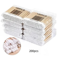 200pc Disposable Cotton Swabs Double Round Tip Ear Nose Clean Beauty Tools