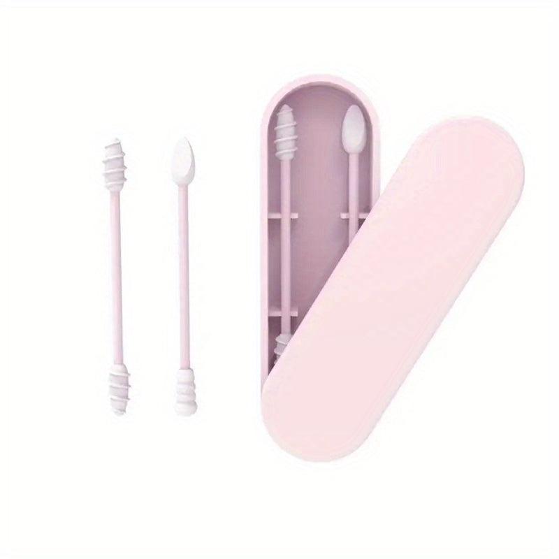 2pcs Reusable Silicone Ear Swabs with Case Cleanable Double Tipped Buds