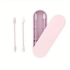 2pcs Reusable Silicone Ear Swabs with Case Cleanable Double Tipped Buds