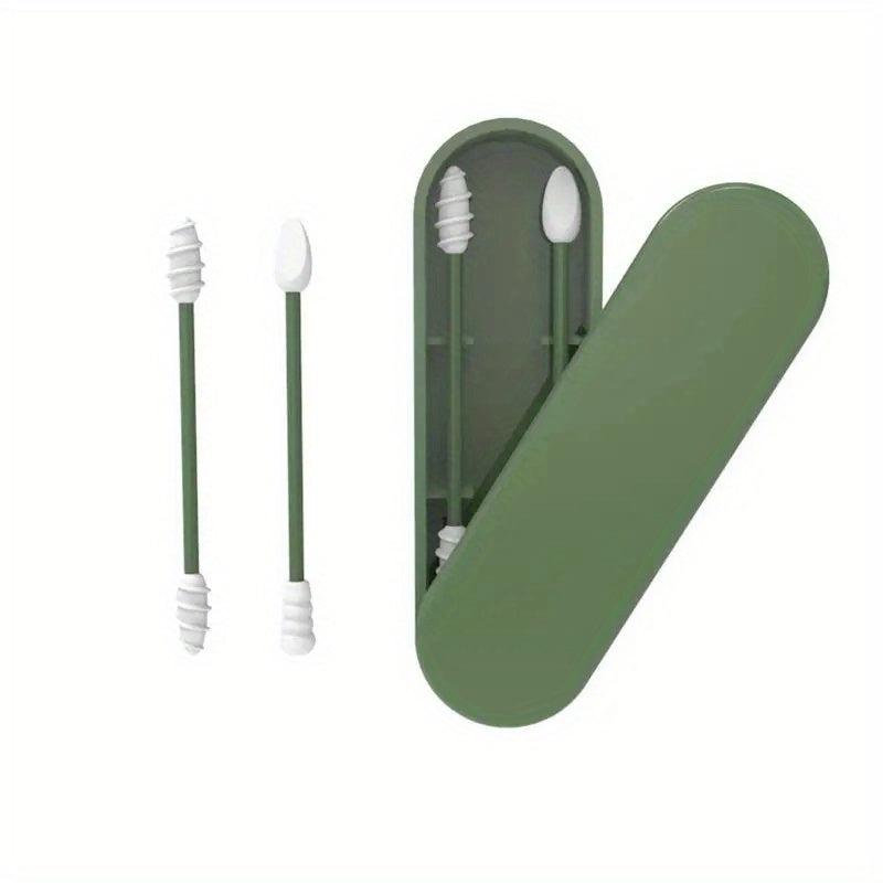 2pcs Reusable Silicone Ear Swabs with Case Cleanable Double Tipped Buds