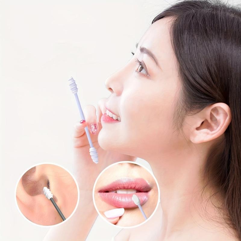 2pcs Reusable Silicone Ear Swabs with Case Cleanable Double Tipped Buds
