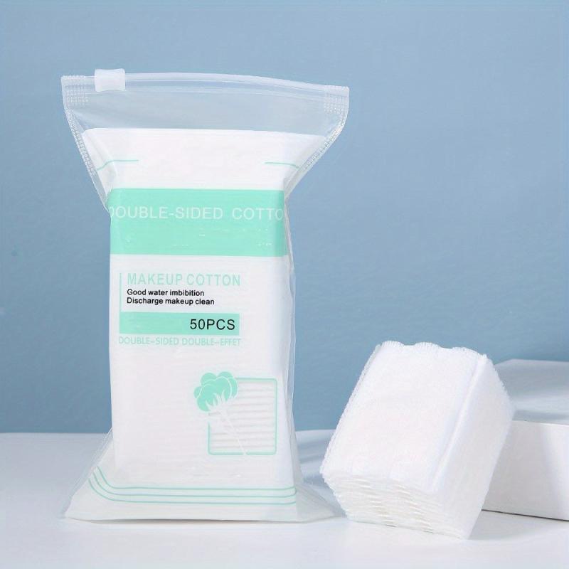 50pcs Makeup Cotton Pads Natural Square Cotton Puff Double Side