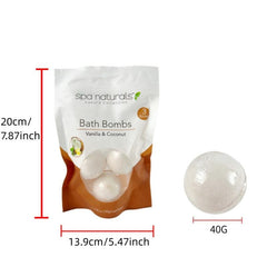 Vanilla Coconut Bath Salt Ball 3 Pack Bubble Bath Relaxing Spa Gift