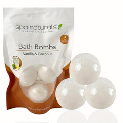 Vanilla Coconut Bath Salt Ball 3 Pack Bubble Bath Relaxing Spa Gift
