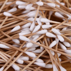 50 Pcs Disposable Cotton Swabs Double Head Wooden Sticks