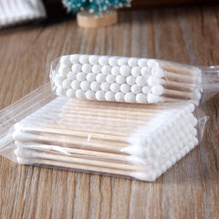 50 Pcs Disposable Cotton Swabs Double Head Wooden Sticks
