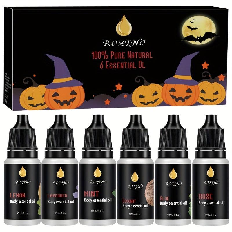 6pcs Halloween Hair Essential Set Lemon Lavender Mint Coconut Aloe Vera Rose