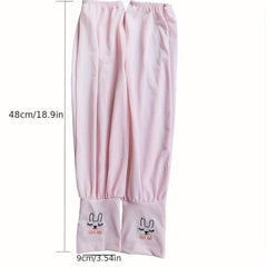 2 Pcs Adorable Rabbit Embroidered Car Sun Protection Arm Sleeves