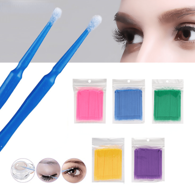 100pcs Disposable Micro Brushes for Eyelash Extensions and Glue Cleaning