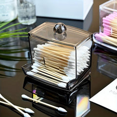Clear Acrylic Swab Box Organizer for Cotton Swabs, Makeup Pads, and Cosmetics