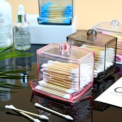 Clear Acrylic Swab Box Organizer for Cotton Swabs, Makeup Pads, and Cosmetics