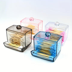 Clear Acrylic Swab Box Organizer for Cotton Swabs, Makeup Pads, and Cosmetics