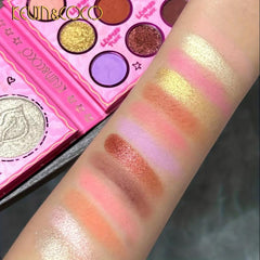 13-Color Eyeshadow Palette Matte Pearly Finish Primer Red Tone Highlighter