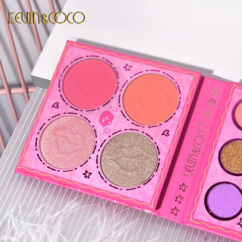 13-Color Eyeshadow Palette Matte Pearly Finish Primer Red Tone Highlighter