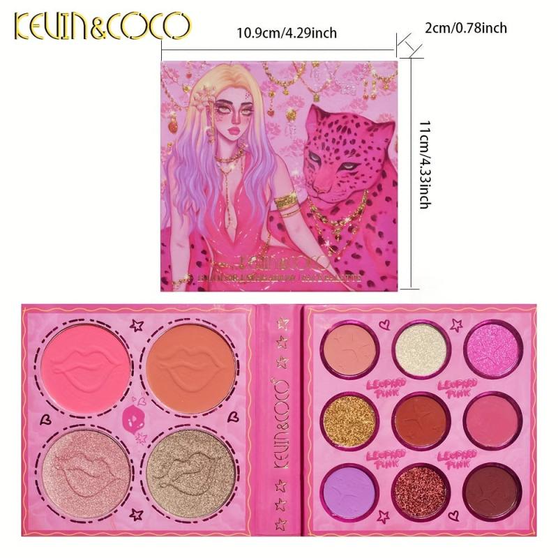 13-Color Eyeshadow Palette Matte Pearly Finish Primer Red Tone Highlighter