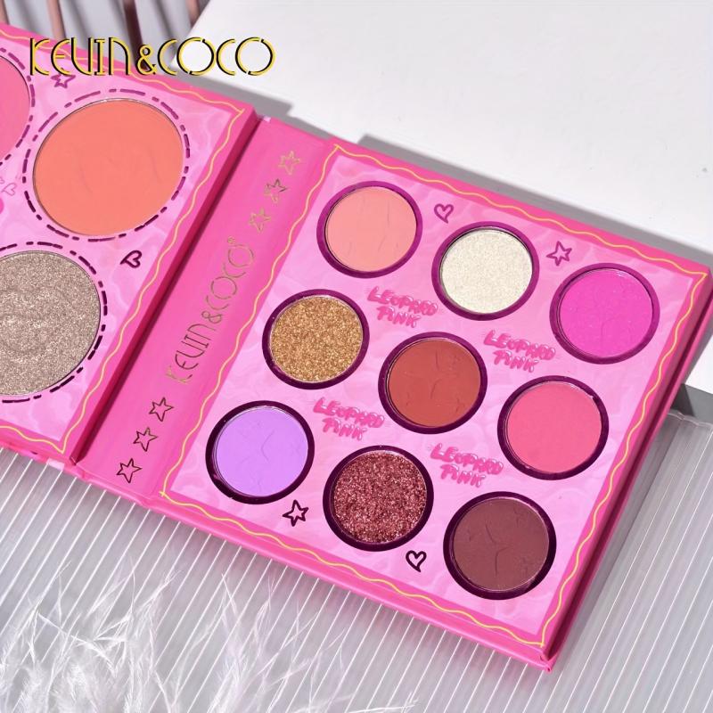 13-Color Eyeshadow Palette Matte Pearly Finish Primer Red Tone Highlighter