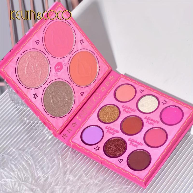 13-Color Eyeshadow Palette Matte Pearly Finish Primer Red Tone Highlighter