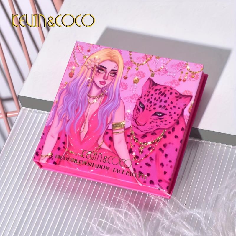 13-Color Eyeshadow Palette Matte Pearly Finish Primer Red Tone Highlighter