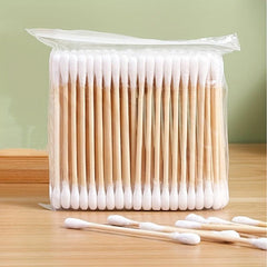 100 Disposable Double Round Tip Cotton Swabs for Ear Nose Clean