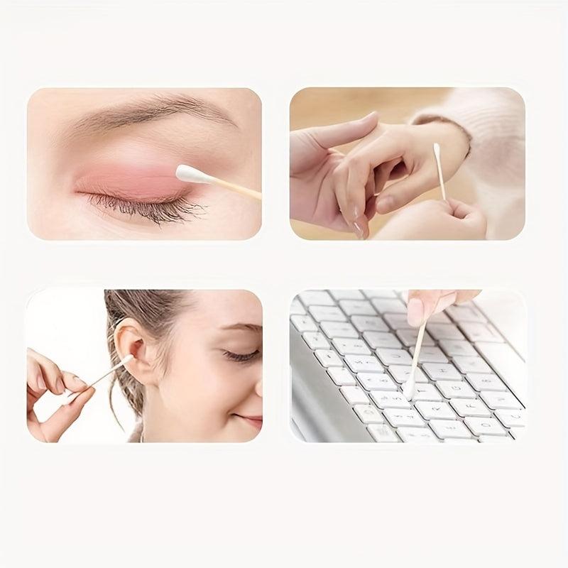 100 200 Count Bamboo Cotton Swabs Round Organic Cotton Swab