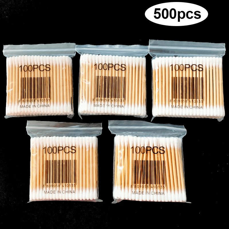 500PCS Double Head Cotton Swabs Wooden Handle Eyelash Extension Glue Removal